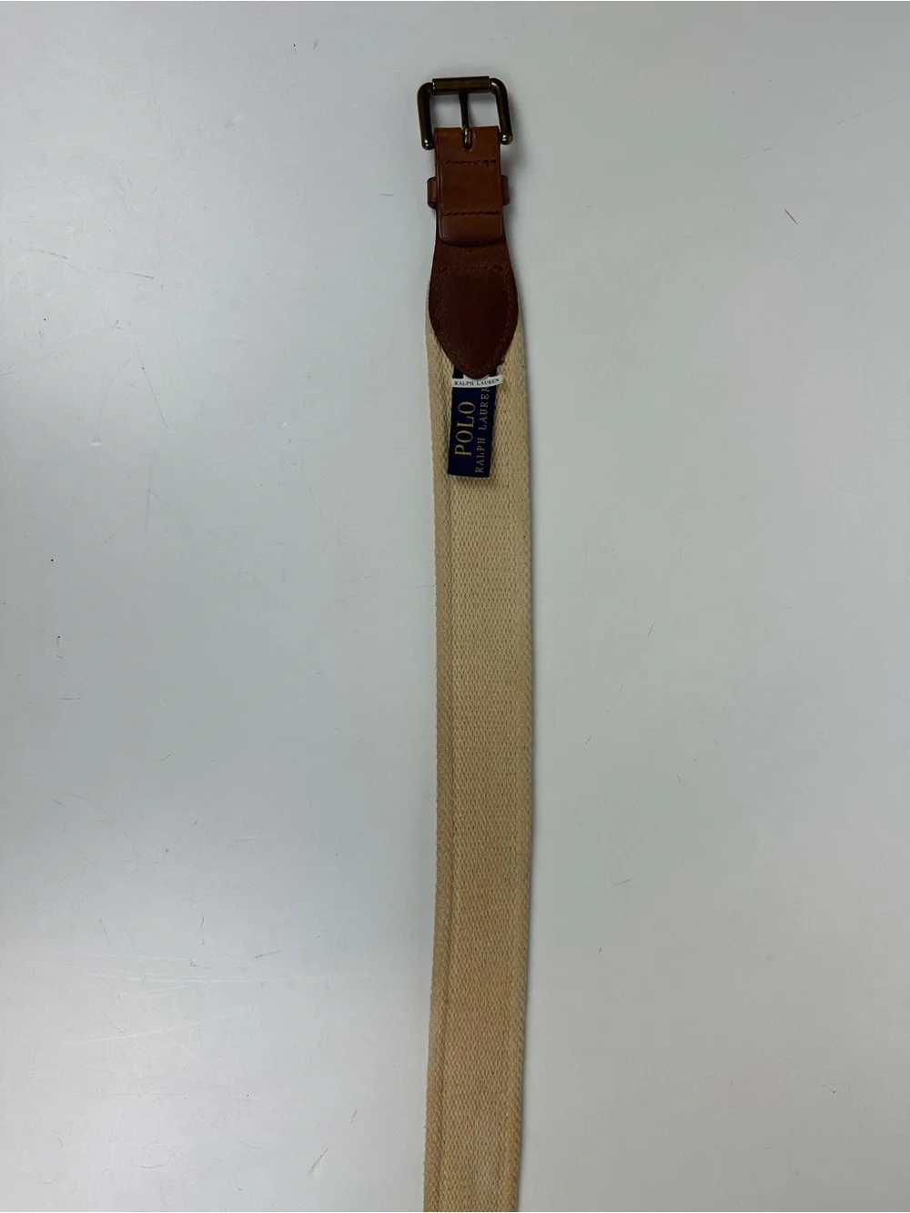 Polo by Ralph Lauren Navy Plaid Canvas Belt with Tan Trim